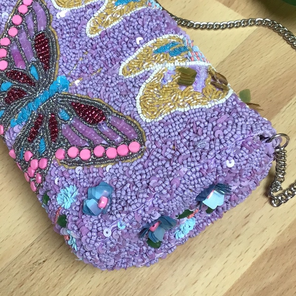 Anthro RARE Beaded Butterfly Crossbody Bag / Evening Clutch - Picture 11 of 14